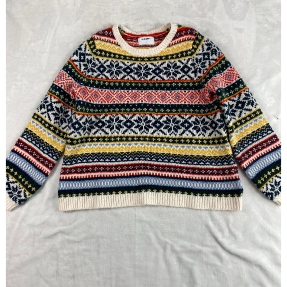 Old Navy Fair Isle Knit Sweater Women Sz S Winter Christmas Warm Nordic